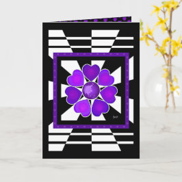 B&W Lila Hearts Beating Geburtstagskarte Karte