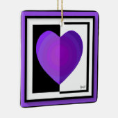B&W Lila Hearts Beating Keramik Ornament (Rechts)