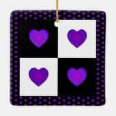 B&W Lila Hearts Beating Keramik Ornament (Rückseite)
