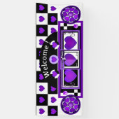 B&W lila Herzen schlagen Banner (Vertikal)