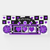 B&W lila Herzen schlagen Banner (Horizontal)