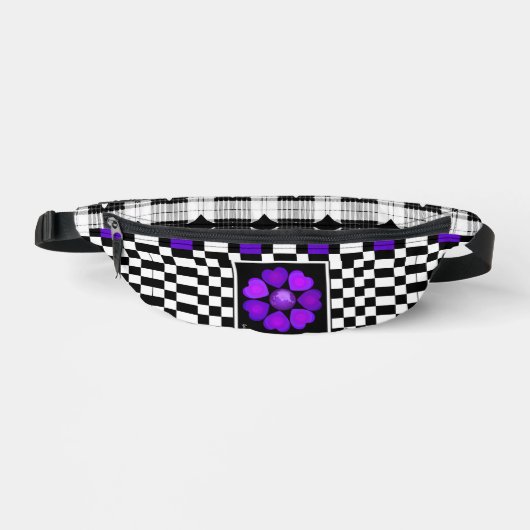 B&W lila Herzen schlagen Bauchtasche (Vorderseite)
