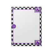 B&W lila Herzen schlagen Notizblock (Rotiert)