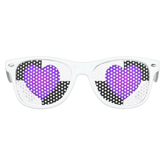 b&w Lila Herzen schlagen Partybrille (Vorderseite)