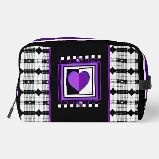 B&W lila Herzen schlagen Waschbeutel (Rückseite)