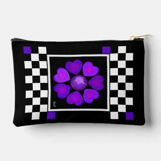 B&W lila Herzen schlagen Zubehörtasche (Rückseite)