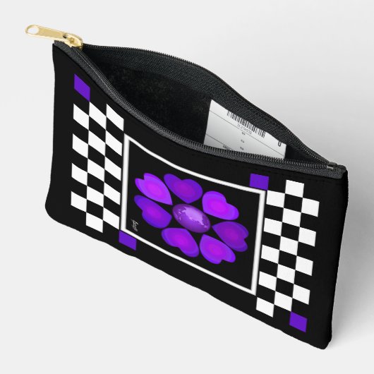 B&W lila Herzen schlagen Zubehörtasche (Offen)