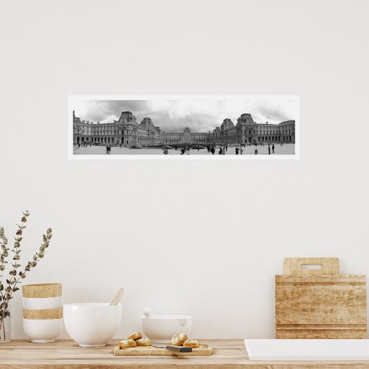 B&W Louvre Panoramic Poster (Küche)
