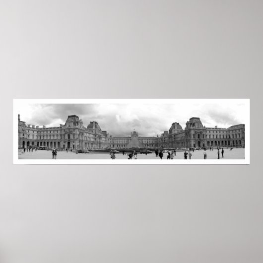 B&W Louvre Panoramic Poster (Vorne)