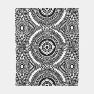 B&W-Medaillon-Motiv Fleecedecke