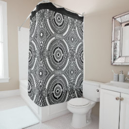 B&W Medallion Motif Duschvorhang
