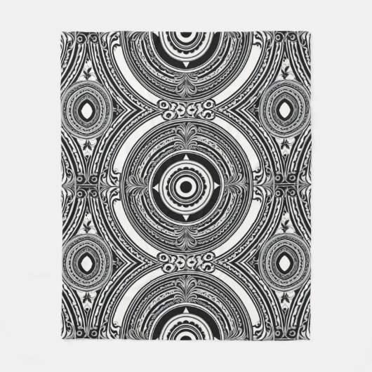 B&W Medallion Motif Fleecedecke (Vorderseite)