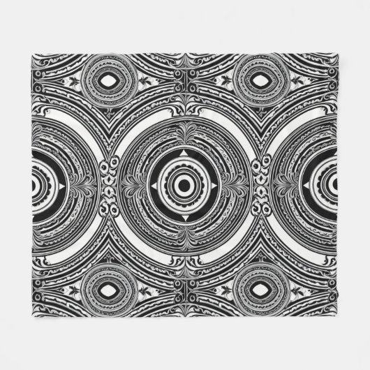 B&W Medallion Motif Fleecedecke (Vorderseite (Horizontal))