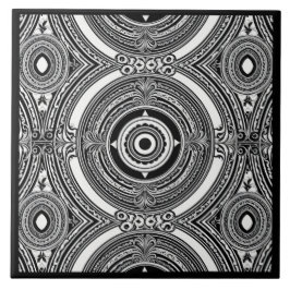 B&W Medallion Motif Fliese