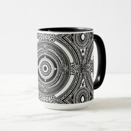 B&W Medallion Motif Tasse