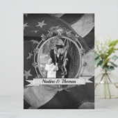 B&W Military Weditation with Fotografy Einladung (Stehend Vorderseite)