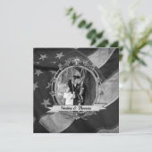 B&W Military Weditation with Fotografy Einladung (Stehend Vorderseite)