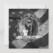 B&W Military Weditation with Fotografy Einladung (Vorderseite)