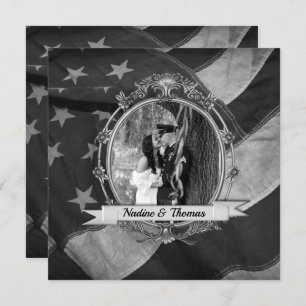 B&W Military Weditation with Fotografy Einladung