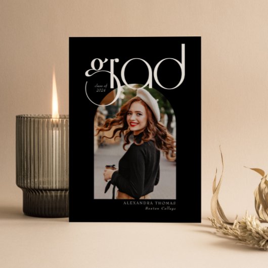 B & W Minimalistisch Modern 5 Arch Foto Abschluss Einladung