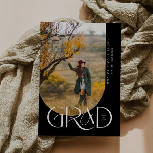 B&W Modern Arch Minimalistisch Foto Graduation Par Einladung