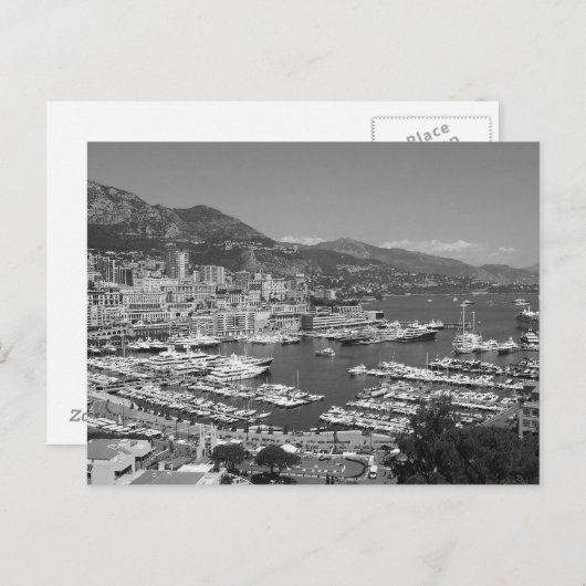 B&W Monaco Postkarte (Vorne/Hinten)