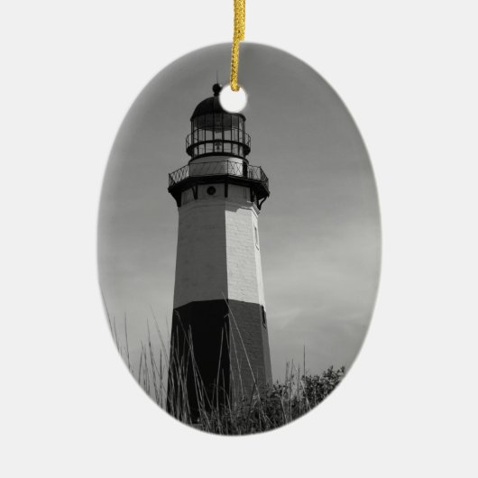 B&W - Montauk Leuchtturm - Verzierung Keramik Ornament (Vorne)