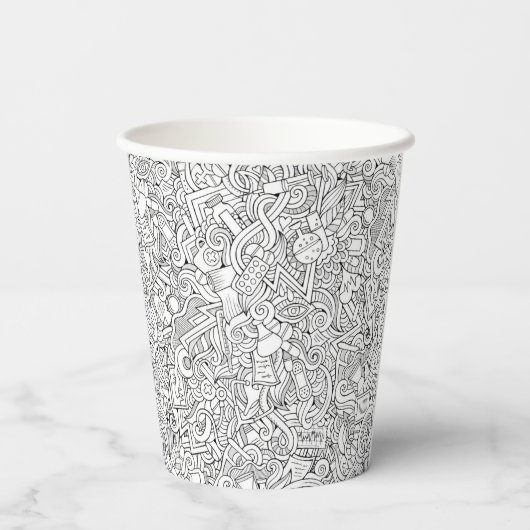 B&W Muster Pappbecher (Rückseite)
