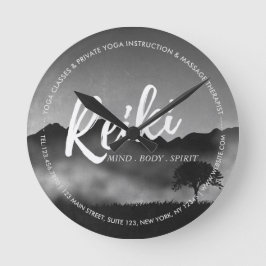 B&W Natural Reiki Master Yoga Mediation Lehrer Runde Wanduhr
