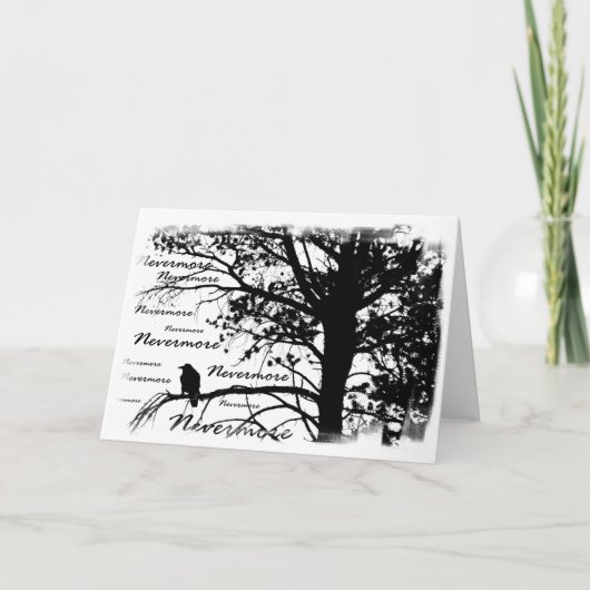 B&W Nevermore Raven Silhouette Karte (Vorderseite)