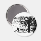 B&W Nevermore Raven Silhouette Magnet (Vorderseite/Rückseite)