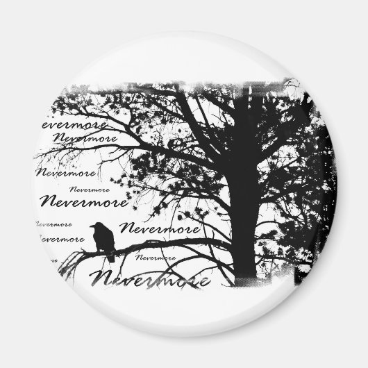 B&W Nevermore Raven Silhouette Magnet (Vorne)