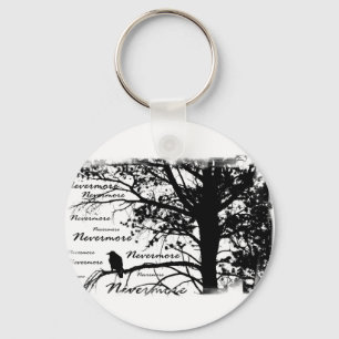 B&W Nevermore Raven Silhouette Schlüsselanhänger