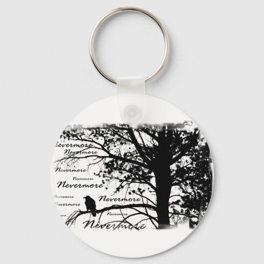 B&W Nevermore Raven Silhouette Schlüsselanhänger (Vorderseite)