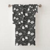 B&W Niedlich Doodle Halloween-Muster Badhandtuch Set (Insitu)