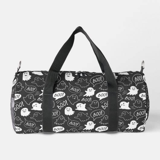 B&W Niedlich Doodle Halloween-Muster Duffle Bag (Rückseite)