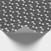 B&W Niedlich Doodle Halloween-Muster Geschenkpapier (Ecke)