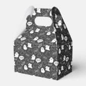B&W Niedlich Doodle Halloween-Muster Geschenkschachtel (Rückseite)