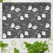 B&W Niedlich Doodle Halloween-Muster Geschirrtuch (Gefaltet)
