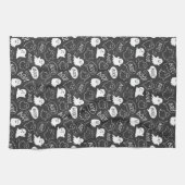 B&W Niedlich Doodle Halloween-Muster Geschirrtuch (Horizontal)