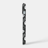 B&W Niedlich Doodle Halloween-Muster iPhone 15 Hülle (Linke Seite)