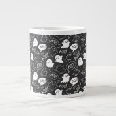 B&W Niedlich Doodle Halloween-Muster Jumbo-Tasse (Vorderseite)