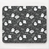 B&W Niedlich Doodle Halloween-Muster Mousepad (Vorne)