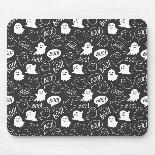 B&W Niedlich Doodle Halloween-Muster Mousepad (Vorne)