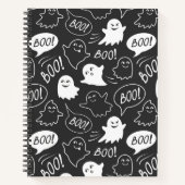 B&W Niedlich Doodle Halloween-Muster Notizblock (Vorderseite)