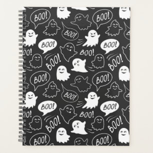B&W Niedlich Doodle Halloween-Muster Planer