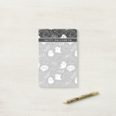 B&W Niedlich Doodle Halloween-Muster Post-it Klebezettel (Auf Schreibtisch)