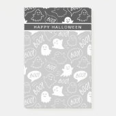 B&W Niedlich Doodle Halloween-Muster Post-it Klebezettel (Vorderseite)