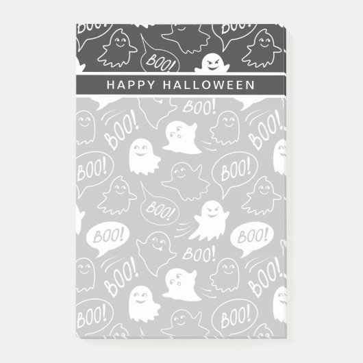 B&W Niedlich Doodle Halloween-Muster Post-it Klebezettel (Vorderseite)