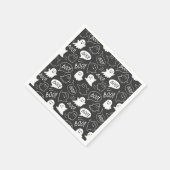 B&W Niedlich Doodle Halloween-Muster Serviette (Ecke)